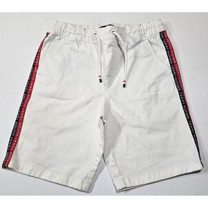 Tommy Hilfiger Boys White Logo Tape Shorts Elastic Waist Size L 12-14